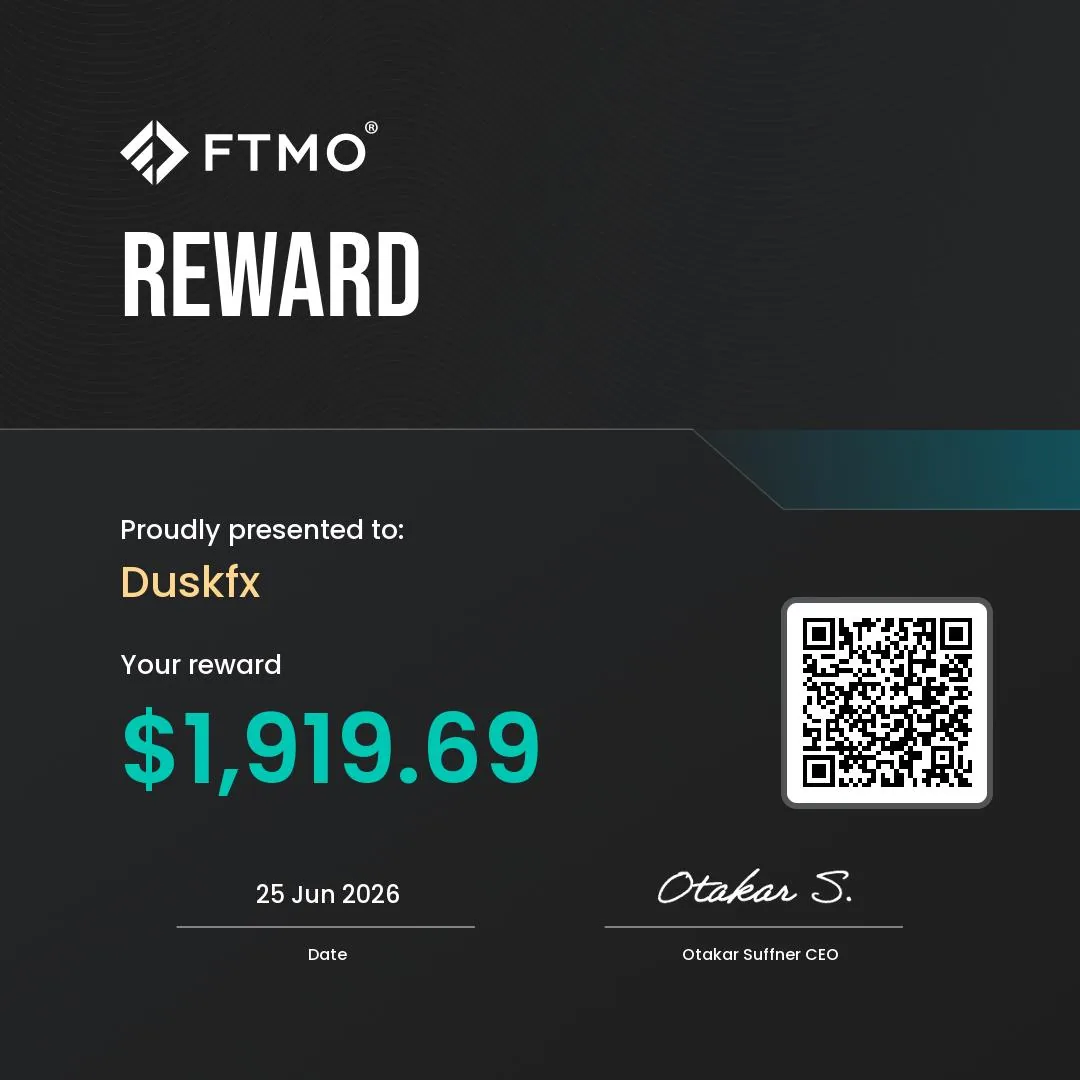 FTMO Reward - Duskfx $1,919.69