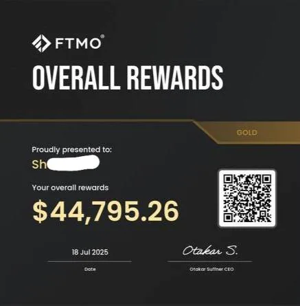 FTMO Overall Rewards - Sh $44,795.26
