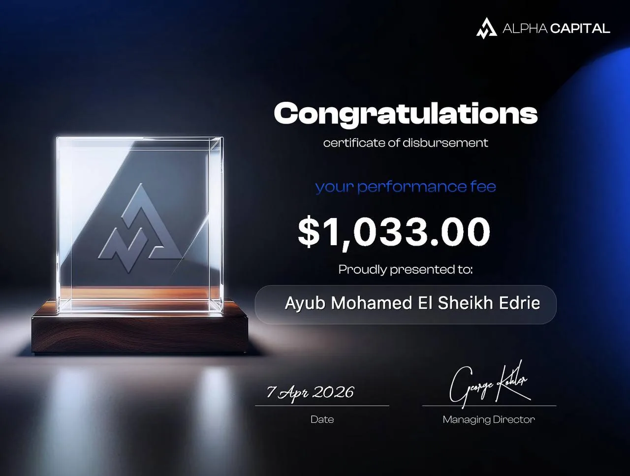 Alpha Capital - Ayub $1,033.00