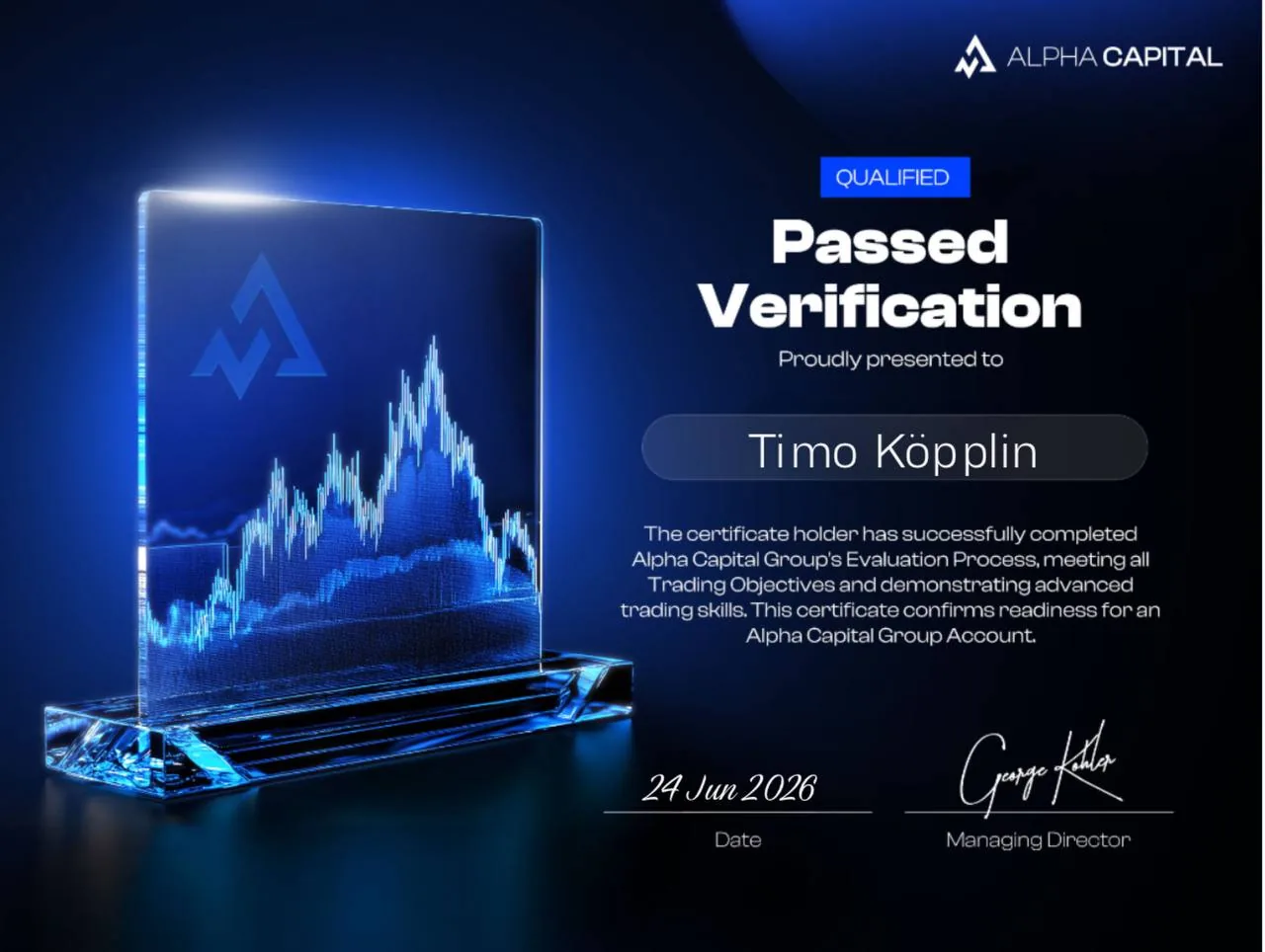 Alpha Capital Passed Verification - Timo