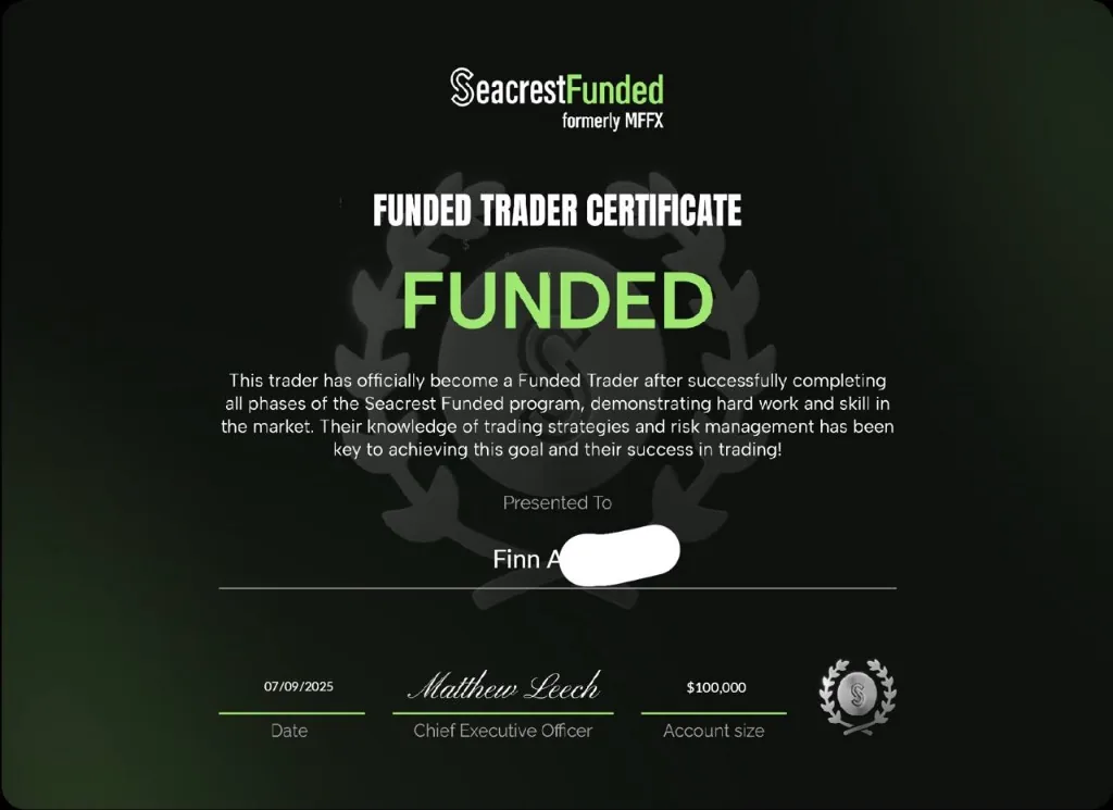 Seacrest Funded - Finn $100k Funded