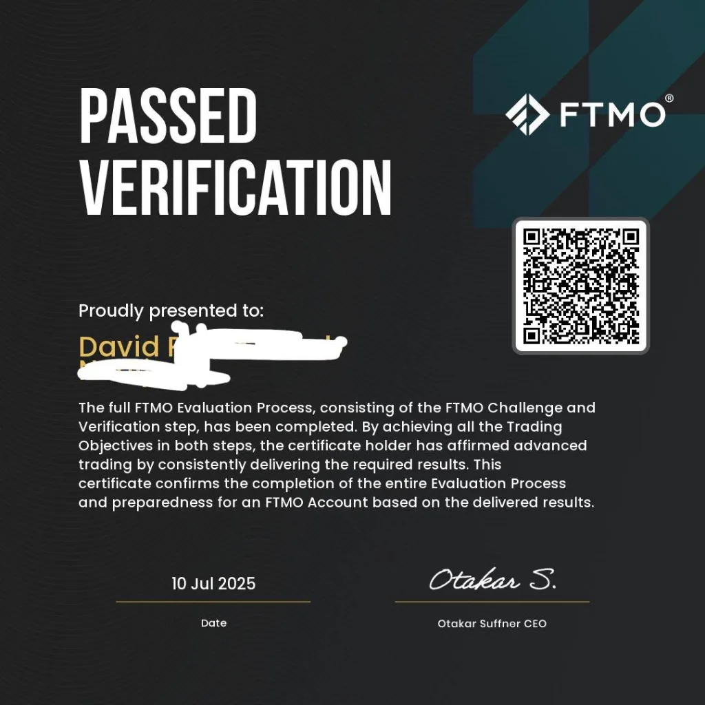FTMO Passed Verification - David