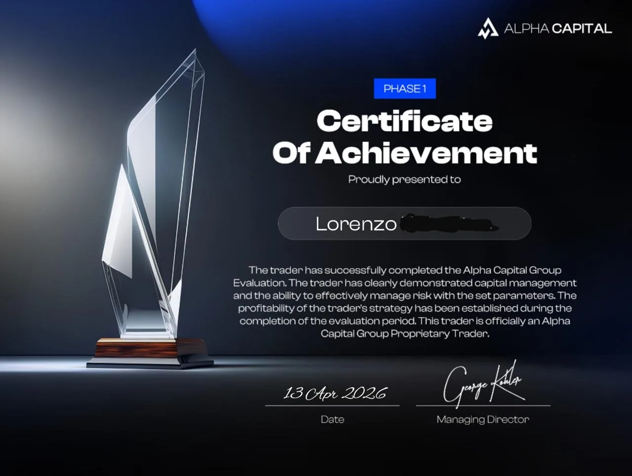 Alpha Capital Phase 1 - Lorenzo Apr 2026